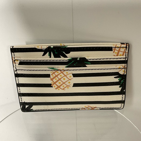 Kate Spade New York Cameron Street Pineapples Leather Card Case, Squeeze Opening - Picture 7 of 11
